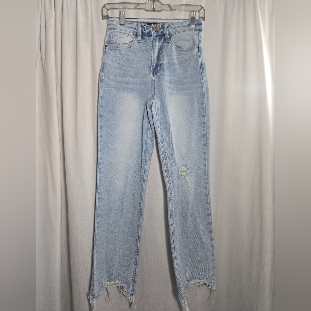 Women's Fashion Nova High Waisted Destroyed Hem Jeans Sz 5